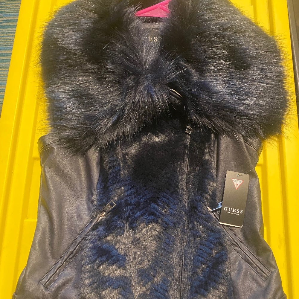 Guess leather/fur vest